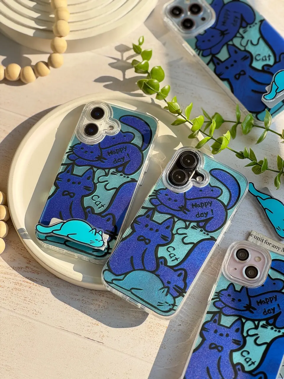 قاب Happy Blue Cat بدون استند (کدC1895) - تصویر 2