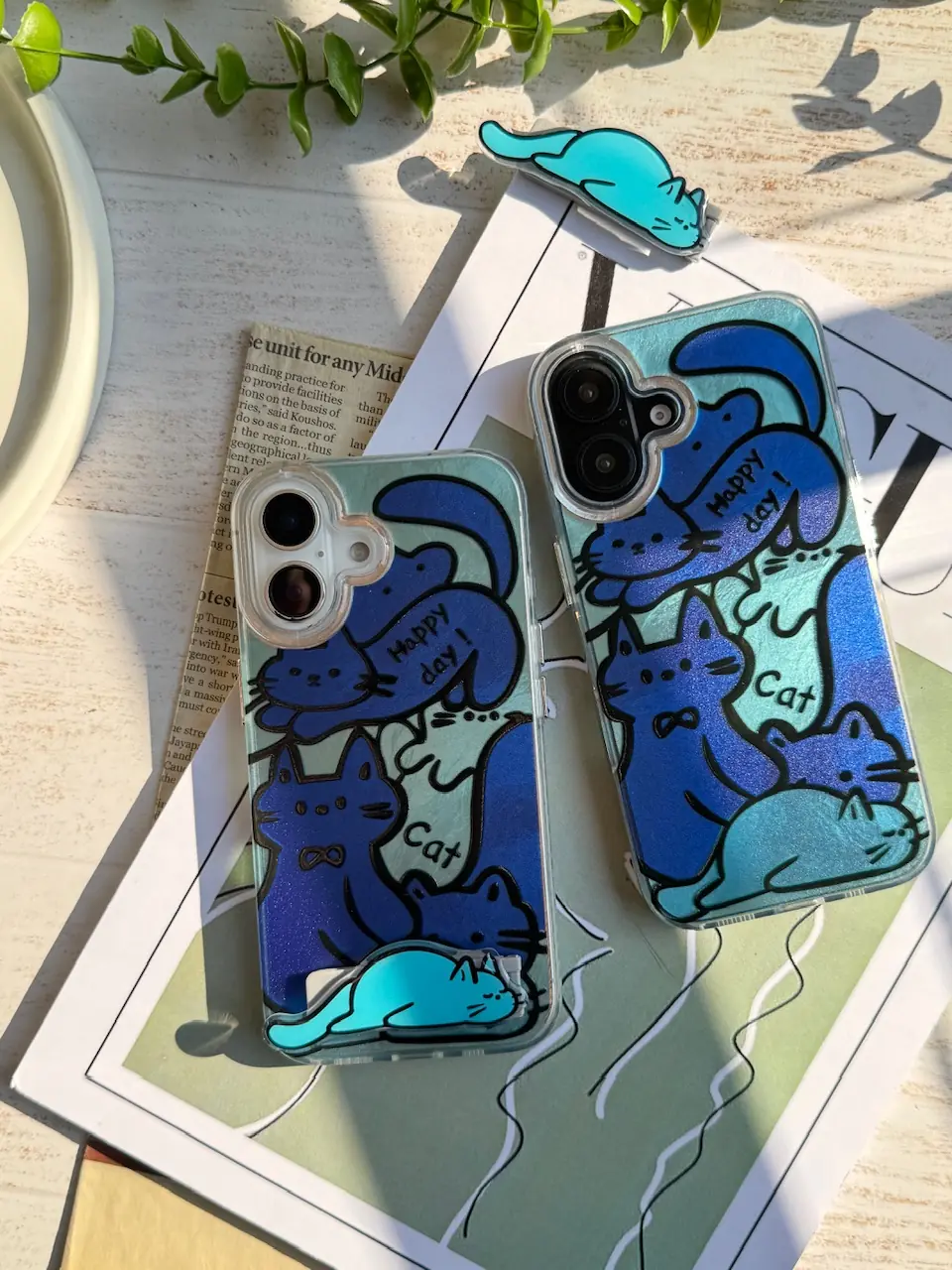 قاب Happy Blue Cat بدون استند (کدC1895)